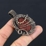 Red Titanium Druzy Handmade Copper Wire Wrap Pendant 2.36 p2a55