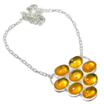 Citrine handmade 925 Sterling Silver Jewelry Necklace 18 T5o09