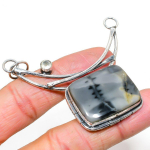 Ocean Fume Agate, White Topaz 925 Sterling Silver Pendant 2.64 j8n47