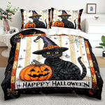 Halloweeni tekikoti komplekt Halloweeni teema Mugav voodipesukomplekt Digitaaltr&uuml;kk Ruuduline muster Armas kummitus K&otilde;rvits &Uuml;ks tekikott EU Single 90x200cm