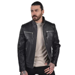 Ehtne Uus Lambanahast Mootorratturi Biker Pehme Meeste Jakk Must Stiilne Nahk K&auml;sit&ouml;&ouml; S must