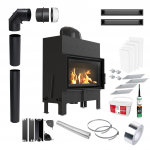 KRATKI FLOKI L 12 kW Fireplace Insert with &Oslash; 200 mm EKO Black Set for Installation