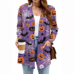 Naiste kerged kampsunid avatud esiosaga, pikkade varrukatega, vaba l&otilde;ikega, &otilde;hukesed kampsunid taskutega XXL lilla