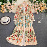 S&uuml;gisesed S&otilde;led Lilleprindiga Pikak&auml;elised Kleit Naistele N&ouml;&ouml;pidega Vintage Maksikleit Seisukrae Kitsas V&ouml;&ouml;koht Vestidos One Size