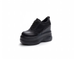 Moodsad 11CM Suede Lehm Ehtne Nahk Vulkaniseeritud Naiste Vabaaja Platvormkilp Kopsakas Tossud Kevad S&uuml;gis Kontuuriga Mood Mustad Kingad 34