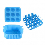 &Otilde;hufrit&uuml;&uuml;ri silikoonkorvi vooderdised Suur ruudukujuline ahjupann BBQ grill Korduvkasutatavad koogivormid hot dogidele peekonile želeele sinine