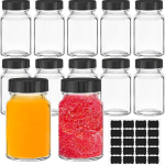Klaasist v&auml;ikesed pudelid kaantega, 12 tk 2oz ingverishoti pudelid siltidega, lekkekindlad laia suuga v&auml;ikesed klaaspurgid kaantega mahla, ingveri, v&uuml;rtside jaoks 12pcs