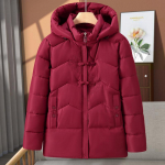 Keskealiste naiste talveparka kapuutsiga vabaaja mantlid naistele paks soe jope 2XL punane