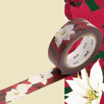 Masking Tape MT 1,5 cm Noel rose de No&euml;l - poinsettia roosa