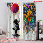 2 tk V&auml;rvilised Grafitiga Akknakatted Mitmek&uuml;lgne Kangas, Ilma Elektrita Seinakujundus Sobib P&uuml;hadeatmosf&auml;&auml;ri 52.50 &times; 116.00 cm 2 pcs