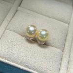 Jaapani Akoya P&auml;rliga 18k Kullast &Scaron;ampanjav&auml;rvi V&auml;ikesed Naastk&otilde;rvar&otilde;ngad 5.5-6mm S925 Silver Earrings (Pair)
