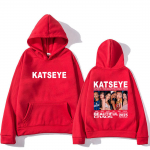 KATSEYE: THE BEAUTIFUL CHAOS TOUR 2025 Tr&uuml;kitud pusa Meeste Naiste Lahtine Moodne Kapuutsiga Pika varrukaga vintage Fliis Must Kapuutsiga 3XL