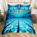 Ujumisteemalised tekikotid lastele teismelistele Kuninganna Kuninga suurus Kerge sulet&auml;idisega Toakujundus 2 padjap&uuml;&uuml;ri 1 tekikate Ilma tekita EU Single(135x200cm) blue