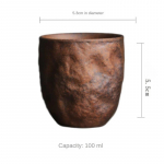 K&auml;sitsi valmistatud kivitekstuuriga keraamiline teetass, vananenud kivisavi, zen-stiilis, Gongfu teetseremooniaks, unikaalne rustikaalne meistritass, kodukaunistus, kingitus 100ml