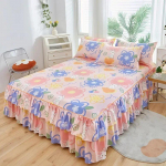 1 tk Voodiseelik Multika stiilis Voodikate Volangidega Voodilina Falda De Cama Tepitud Madratsikatted Pitsiline Voodikate (Padjap&uuml;&uuml;r puudub) 1PC 120cmx200cm