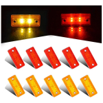 APSMOTIV 10 tk 3-tollise markerlambi 4 LED-iga Ristk&uuml;likukujuline Haagise K&uuml;lgvalgusti Gabariit LED Marker Valgustid Veoautole Haagisele Lorry 12v (Punane/merevaigukollane)