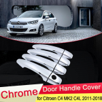 for Citroen C4 MK2 C4L 2011 2012 2013 2014 2015 2016 2017 2018 Chrome Door Handle Cover Trim Car Set Car Styling Accessories ABS Citroen C4 MK2 C4L