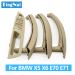 7TK komplekt LHD RHD siseukse akna l&uuml;litipaneeli t&otilde;mbek&auml;epide nahkkattega BMW X5 X6 E70 E71 jaoks LHD Set Moka