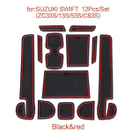 Rubber Anti-slip Mat Door Groove Cup pad phone Cushion Gate Coaster Car Accessories for Suzuki Swift ZC33S 2018 punane