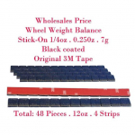 48 Pieces / 12oz Stick on Wheel Weight Balance Black 0.25 oz 1/4oz 3M Red Tape