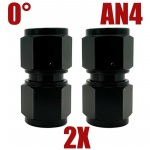 2X 4AN/6AN/8AN/10AN/12AN Female to Female Union Straight 0&deg;/45&deg;/90&deg;/180&deg; Degree Swivel Hose End Fittings Adaptor Aluminum Black 2X AN4 0 Degree