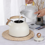 2.5L Stainless Steel Tea Kettle Water Compatible Cooker Teapot for Indoor Electric tops Induction Beige white