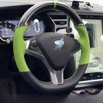 For Tesla Model S 2009-2018 Model X 2012-2018 Hand-stitched Non-Slip Leather Carbon Fiber car Steering Wheel Cover 1