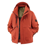 Meeste oranž termoisolatsiooniga kapuutsiga parka veekindel tuulekindel talvejope XL brown