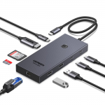 UGREEN Revodok Pro 9-&uuml;hes USB C jaotur 10Gbps 4K HDMI Gigabit LAN PD100W SD TF Kaardilugeja MacBook iPad S&uuml;learvuti Adapter