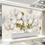 Tapeet Moodne 3D Stereo Valged Lilled Fototapeet Elutuba Teleri Diivani Taustasein Kodu Dekoor Seinamaal 200 cm(W) x 140 cm(H)