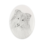 Collie Rough, Long-Haired Collie - commemorative plaque with a photo of a dog, tombstone with a print, personalized oval plaque from the Art-Dog brand valge