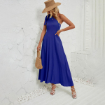 Naiste suvine moodne soliidne kaar, &uuml;he &otilde;laga anklini ulatuv kleit XL must