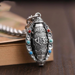 Kuue t&auml;hem&auml;rgiga mantra kaelakee t&uuml;rkiissinine &uuml;heksa silmap&auml;rliga ripats meestele ja naistele Retro p&ouml;&ouml;rlev ripats 50CM(Necklace Size)