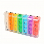 N&auml;dalane vikerkaarjas pillikarp 28 sahtliga 4 korda p&auml;evas Kaasaskantav pillikorraldaja Vedruga avanev Lihtne avada Vitamiinide ja toidulisandite jaoks