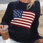 Talvised Naiste Lipukampsunid Vintage Lahtised Kampsunid Pikkade Varrukatega &Uuml;mar kaelus Vabaaja Harajuku Pulloverid Kudumid Valge T&auml;navariided L sinine