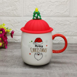 Uus j&otilde;ulumustriline kruus lusikaga Silikoonkaanega, 460ml Keraamiline Creative Coffee Kruus Teetass Joogin&otilde;u Kingitus s&otilde;brale