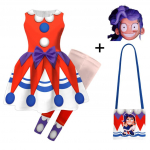 94258 Laste T&uuml;drukute Lily Armastusepunutised Klounitr&uuml;kiga V&auml;rvel Varrukateta Kleit P&uuml;ksid Kotid Komplektid Halloweeni Cosplay Kost&uuml;&uuml;mid 110cm punane