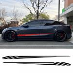2 tk Tesla Model 3 jaoks Auto kere k&uuml;ljekleebised Triibuline v&otilde;idus&otilde;idustiilis Dekoratsioonikleeps Vin&uuml;&uuml;lkate Auto tuningutarvikud Glossy Black