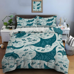 Manta kiirtega mereteemalise mustriga tekikottide komplekt Digitaaltr&uuml;kiga V&auml;rviline Pol&uuml;ester Voodipesu T&otilde;mblukuga Lastekingituste jaoks EU Twin 135X200cm&set