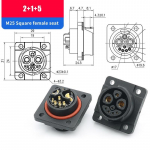 M25 2+1+5 T&otilde;ukeratta Aku Pistik IP67 2+1+3 Elektrijalgratta Laadimispordi Juhe Isane Emane 8 Pin Liitiumaku Pistikupesa 2 1 5 Socket