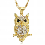 Hip Hop J&auml;&auml;ga Kaetud &Ouml;&ouml;kulli Ripats Kaelakee Naistele Meestele Kuldset V&auml;rvi Roostevaba Teras Loom Bling AAA CZ Kaelakee Naiste Ehted Kingitus 55cm