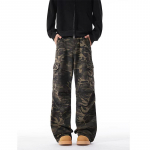 Ameerika Retro Camo Cargo P&uuml;ksid Lahtised Laiad Jalgadega Parachutist P&uuml;ksid Unisex Suur Suurus M kamuflaaž