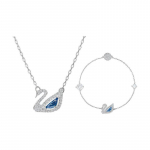 Swarovski Sinine Luik DAZZLING SWAN kaelakee ja k&auml;ev&otilde;ru komplekt h&otilde;be valge sulam / naiste mudel ES2020091005 sinine