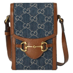 GUCCI Horsebit 1955 Logo Denim Mini Telefonikott Karbiga &Otilde;lakott Sinine/Pruun Basic Set (Bag + Dustproof Bag)