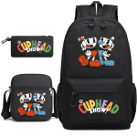 Cuphead Cuphead &Otilde;pilane Koolikott Seljakott Kolmeosaline Komplekt Laste &Otilde;la L&otilde;una-Pliiatsikott Multikas Three-piece set black