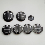 7 tk BMW embleemi komplekt 82mm 74mm 45mm 56mm 68mm Auto esiosa kapoti logo Tagumine pagasiruumi m&auml;rk Velgede keskkatted Rooliratta kleebis 82 74 45 56X4 gray