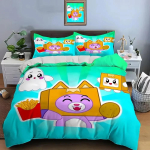 Uued 3D-prindiga anime Lankybox voodipesukomplektid tekikotikomplektiga ja padjap&uuml;&uuml;riga, &uuml;hekohaline, kahekohaline, queen-size, king-size voodipesu, kodutekstiilid 135x200cm