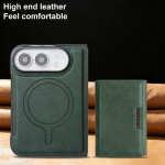 2-in-1 Nahast Rahakott &Uuml;mbris Apple iPhone Ultra 18 Fold jaoks Magsafe'i jaoks Magnetiline Kaardipesa Hoidik Jalg Telefonikate iPhone Ultra roheline