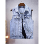 Meeste suuruses teksist vest Moodne tasku-kargo varrukateta meeste vest K&otilde;ik sobiv vest-jakk XXXXL white