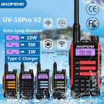 BaoFeng UV-16 PRO V2 K&otilde;rge v&otilde;imsusega raadiosaatja Laadija Pika leviga Veekindel UV16 Transiiver Amat&ouml;&ouml;rraadio EURO must
